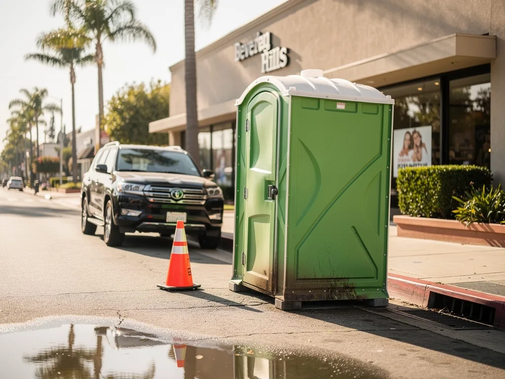 Warning signs of a clogged porta potty in Beverly Hills
